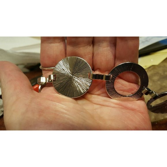 Silver Tone Hammered Metal Circle Chain 19bb4-53 - Picture 6 of 8